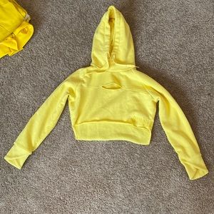 Gymshark || Raw Edge Cropped Hoodie {Yellow}